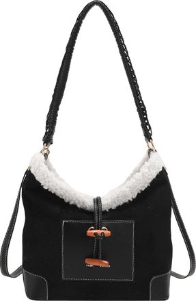 Generic Women Faux Suede Shoulder Bags Vintage Handbags with Adjustable Strap for Work Shopping Travel