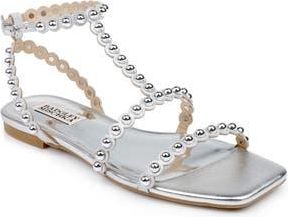Badgley Mischka Cami Embelished T-Strap Sandal in Silver at Nordstrom Rack, Size 11