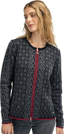 Dale of Norway Singsaker Jacket Womens Short Sleeve Pullover Black/Redrose : 2XL (Womens 20-22), Wool