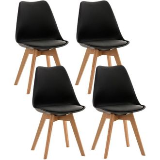 Clp Set De 4 Sillas De Comedor Linares Negro Plástico