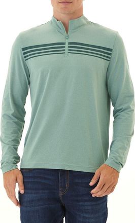 Threads 4 Thought Kace Chest Stripe Luxe Jersey Quarter Zip Pullover in Heather Spearmint /Serrano at Nordstrom, Size Xx-Large