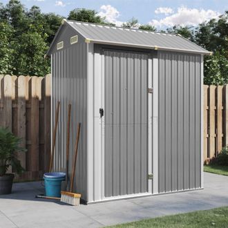 Berkfield Home Garden Shed Light Grey 192x152.5x237 cm Galvanised Steel