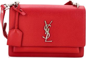 Saint Laurent Sunset Satchel Leather Medium crossbody bag - Rood