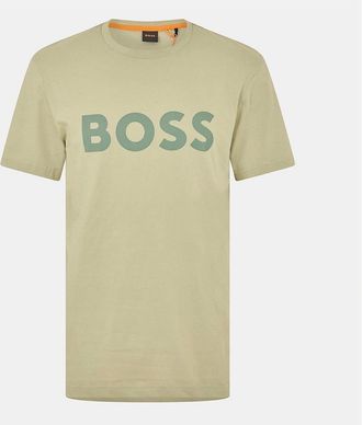 HUGO BOSS Mens Thinking 1 T-Shirt, Signature Logo - Green - Size: 38