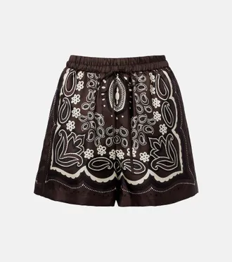 Nili Lotan Frances printed silk twill shorts