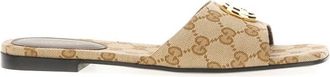 Gucci Schoenen, Dames, Beige, 36 EU, Leer, Double G Slide Sandal