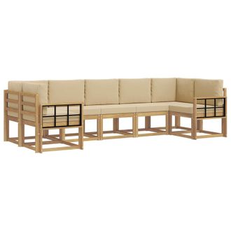 vidaXL Conjunto De Sof&aacute;s De Exterior Con Coj&iacute;n 7 Pcs Y Beige Vidaxl
