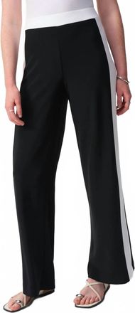 Joseph Ribkoff Two-Tone Color Block Wide Leg Pants In Black/vanilla