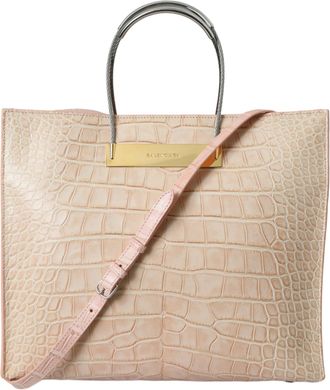 Balenciaga Pink Exotic Leather Embossed Cable Handle Shopper Tote Womens Bag