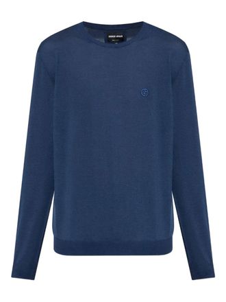 Giorgio Armani crew-neck sweater - men - Cotton/Silk - 54 - Blue