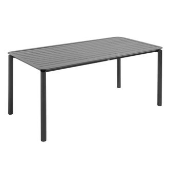 Oviala Mesa de jard&iacute;n rectangular de aluminio negro