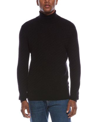 Kier + J Fancy Stitch Wool & Cashmere-Blend Turtleneck Sweater