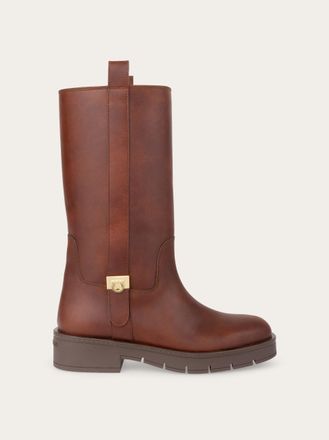 Ferragamo Women Hug buckle biker boot Brown Size 10.5
