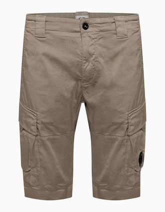 C.P. Company Mens Sateen Stretch Cargo Shorts - Cream - Size: 37/36/32