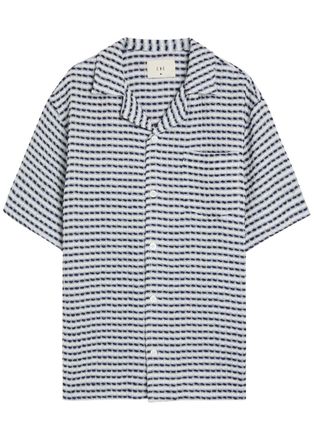 CH&Eacute; Studios Che Textured Patterned Linen Shirt - Navy - XL