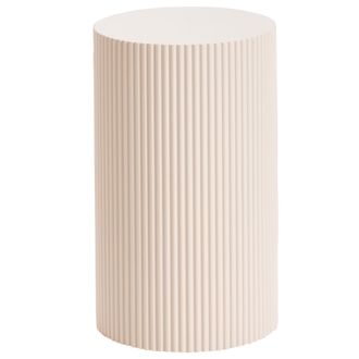 Beliani Mesa Auxiliar Tablero De Mdf Dise&ntilde;o Acanalado Moderno &Oslash; 30 Cm Blanco Crema Claire