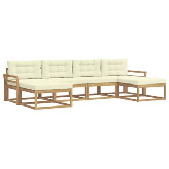 vidaXL Conjunto De Sof&aacute;s De Exterior Con Coj&iacute;n 6 Pcs Blanco Y Crema Vidaxl
