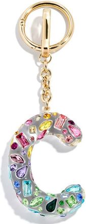 BaubleBar Crystal Initial Key Ring Bag Charm in Clear Multi - C at Nordstrom