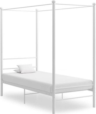 vidaXL Letto a Baldacchino Bianco in Metallo 90x200 cm - Vidaxl