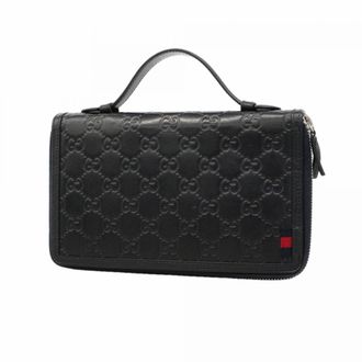 Gucci Navy Leather Long Wallet (Bi-Fold) (Pre-Owned)