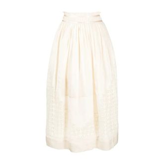 Ulla Johnson Midi Skirts, female, White, Size: 2XS Cadena Lace-Insert Midi Skirt