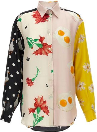 Moschino Shirts, female, Multicolor, XS, Patchwork Silk Shirt