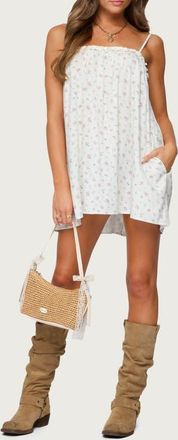 Edikted Patti Floral Print Minidress in Cream at Nordstrom, Size X-Small