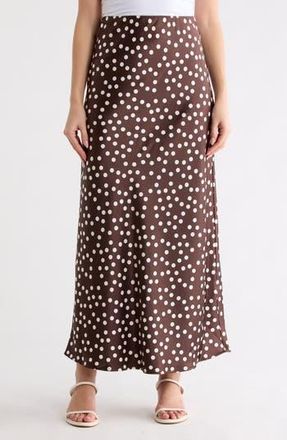 Renee C Polka Dot Print Maxi Skirt in Brown at Nordstrom Rack, Size X-Large