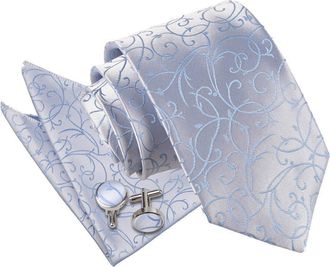 DQT Premium Woven Microfibre Swirl Patterned Baby Blue Mens Wedding Casual Classic Standard 9cm Tie Necktie with Matching Handkerchief Pocket Square Hanky