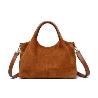 Generic Suede Handbags Soft Women Bag Small Casual Female Messenger Shoulder Ladies Crossbody(Yellow Brown)