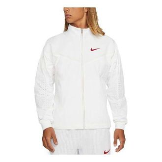 Nike Swoosh Splicing Breathable Stand Collar Logo Jacket White CU3819-100