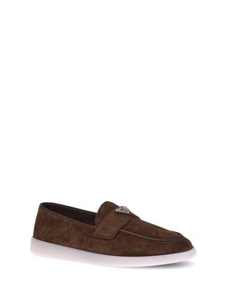 Prada Mens Suede Loafers Cacao