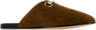 Gucci Mens Camel Suede Slippers Pepperbrown Flat Shoes