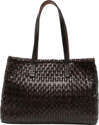 Dragon Diffusion Woven Leather Tote Bag with Braided Trim