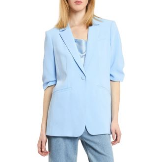 Cinq &agrave; Sept Khloe Short-Sleeve Blazer in Blue Wisteria at Nordstrom, Size 12