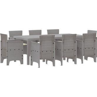 vidaXL Garden Dining Set 9 pcs Light Grey Polt rattan Vidaxl