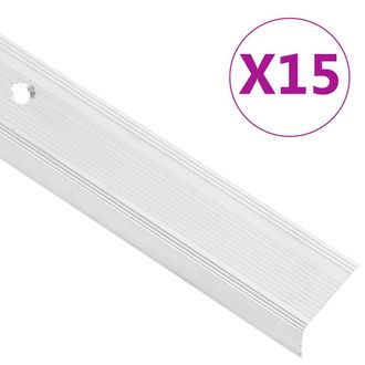 vidaXL Perfiles De Pelda&ntilde;os Forma De L 15 Uds Aluminio Plata 90 Cm Vidaxl