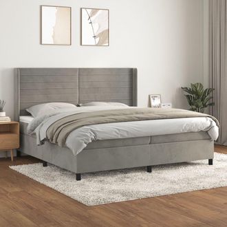 vidaXL Vidaxl - Cama Box Spring Con Colch&oacute;n Terciopelo Gris Claro 200x200 Cm