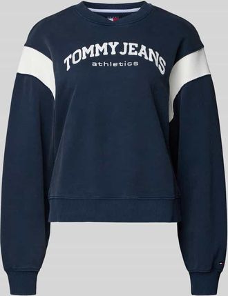 Tommy Jeans Boxy Fit Sweatshirt aus Baumwoll-Mix Modell VARSITY CREW in Marine, Gr&ouml;&szlig;e XL