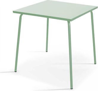 Oviala Mesa de jard&iacute;n cuadrada de metal verde salvia 70cm