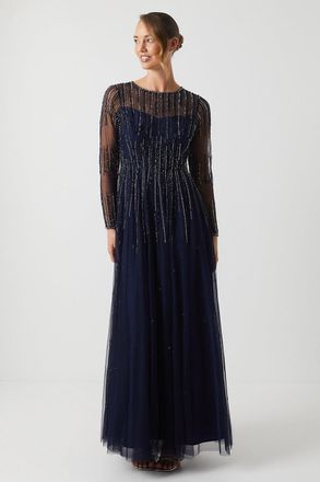 Coast Ombre Embellished Long Sleeve Bridesmaids Dress
