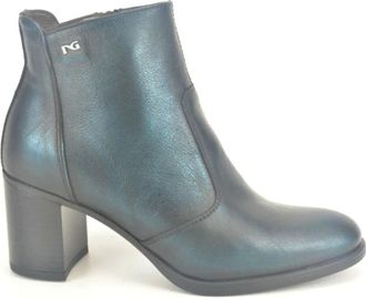 Nero Giardini Blauwe Metallic Laars - Dames - Laarzen met Hak - Blauw - 36 EU - Leer - Schoenen