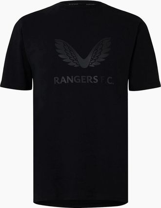 Castore Mens Rangers FC R Logo Regular Fit T-Shirt - Black - Size: 40