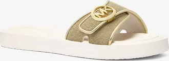Michael Kors Glitter Chain Mesh Logo Slide Sandal