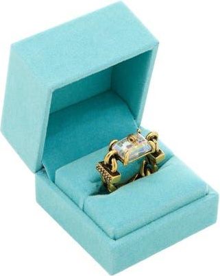 Kurt Geiger Eagles Head Crystal Chain Cocktail Ring in Crystal Abalone at Nordstrom Rack, Size 7