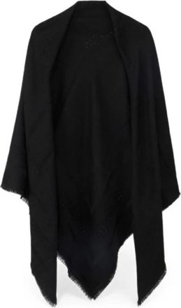 Elisabetta Franchi Sjaals - Dames - Ponchos - Zwart - ONE Size - Nylon - Jassen