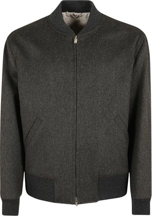 Lardini Gekreind wollen bomberjack - Heren - Bomber jackets - Grijs - 2XL - Wol - Jassen