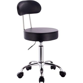 Woltu Woltu - Taburete De Trabajo De 1 Pieza Giratorio Taburete De Silla Giratoria Silla De Oficina Con Respaldo De Altura Regulable En Blanco
