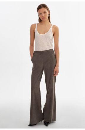 LaMarque Elise | Suede Wide Leg Pants in Streel Grey at Nordstrom, Size Xx-Small