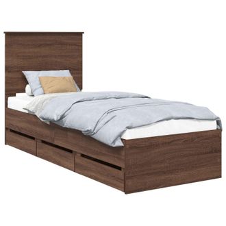 vidaXL Estructura De Cama Roble Marr&oacute;n 75 X 190 Cm Madera Ingenieril Vidaxl